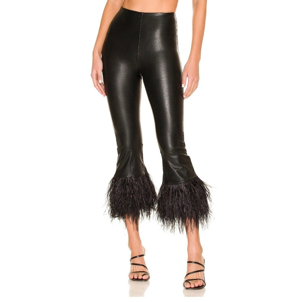 NEW Commando Black Faux Leather Cropped Feather Leggings XS NWT $348